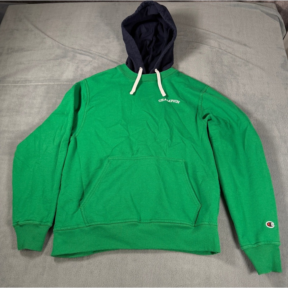 Champion Mens Green Navy Blue Contrast Hooded Sweatshirt GF2938 AC1V Size M